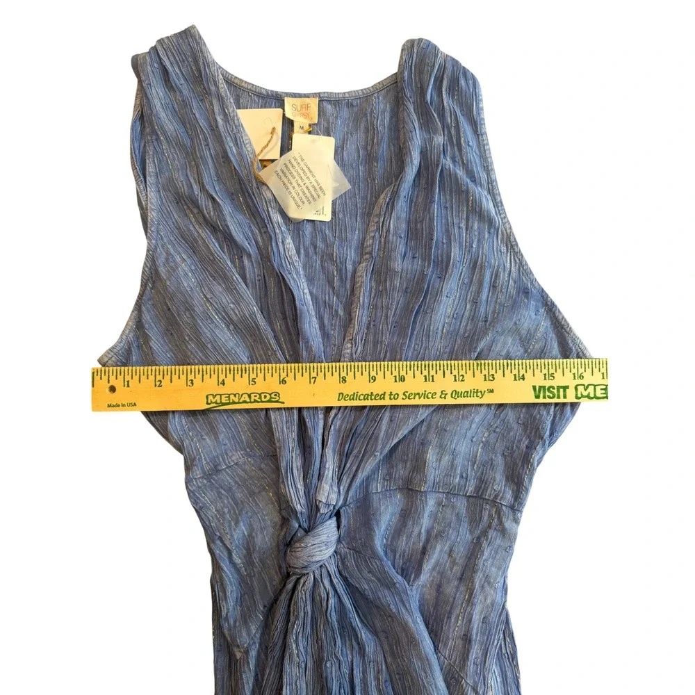 Surf Gypsy Mar Y Sol Blue Textured Maxi‎ Dress M Boho Resort Beach Vacation NWT